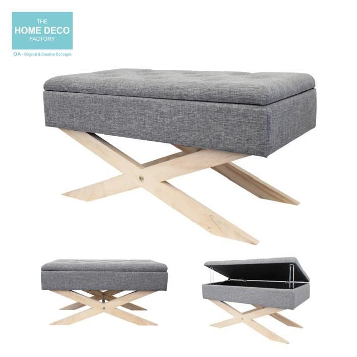 Banc pouf avec Rangement - Gris Foncé