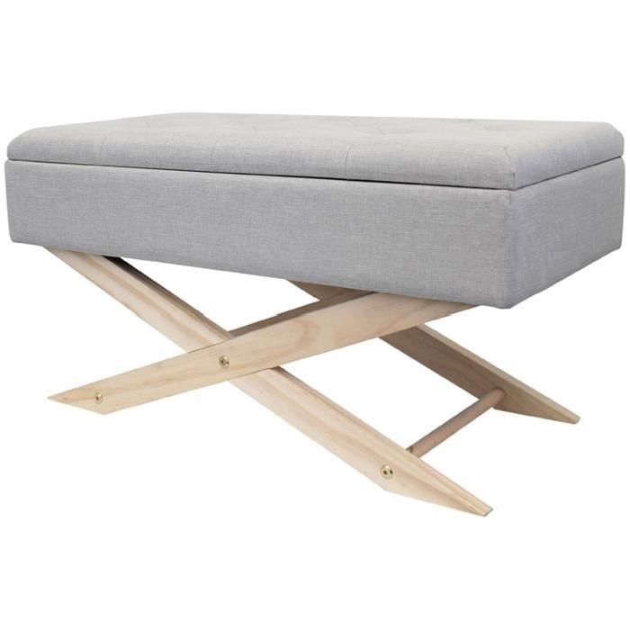 Banc pouf avec Rangement - Gris Clair