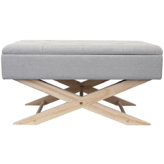 Banc pouf avec Rangement - Gris Clair