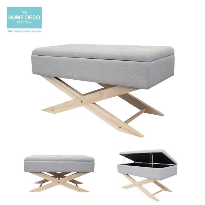 Banc pouf avec Rangement - Gris Clair