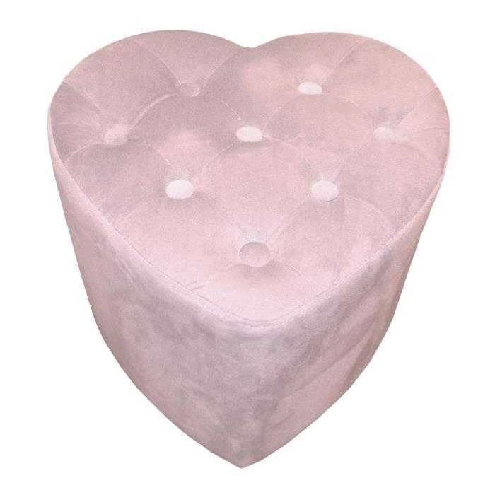 Pouf Coeur - 40 x 38 x 30 cm - Rose