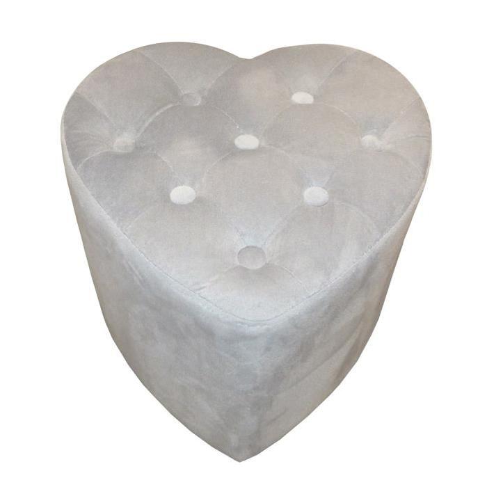 Pouf Coeur - 40 x 38 x 30 cm - Gris