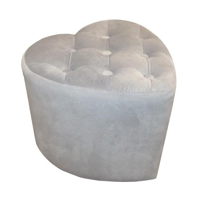 Pouf Coeur - 40 x 38 x 30 cm - Gris