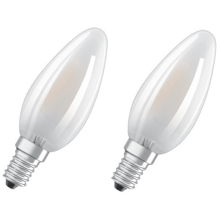 OSRAM Lot de 2 Ampoules LED E14 flamme dépolie 2,8 W équivalent a 25 W blanc chaud