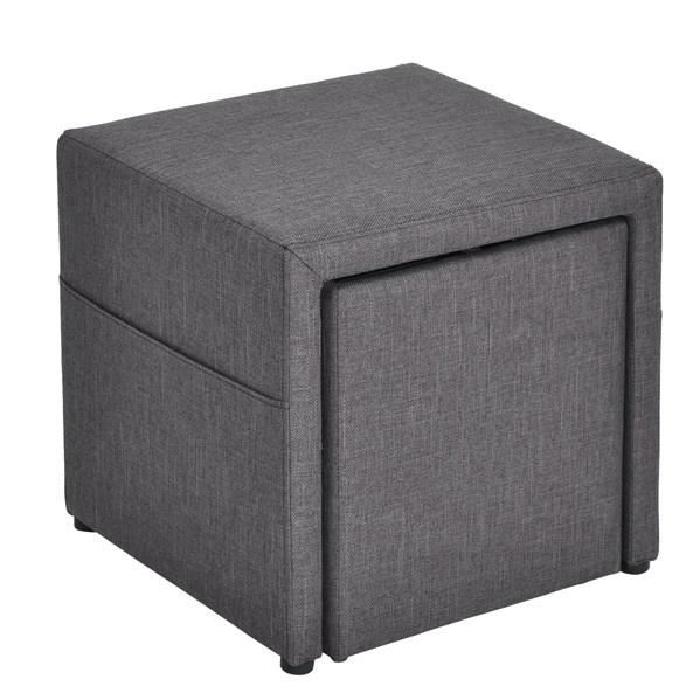 FARO Pouf coffre avec rangement - 43x43x42 cm - Gris