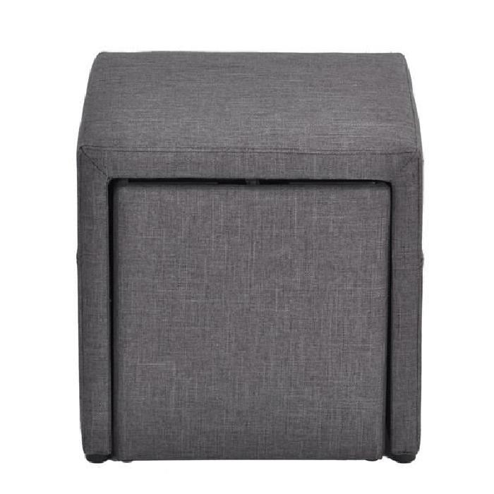 FARO Pouf coffre avec rangement - 43x43x42 cm - Gris