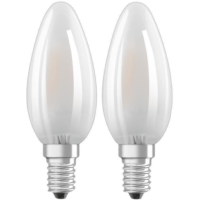 OSRAM Lot de 2 Ampoules LED E14 flamme dépolie 2,8 W équivalent a 25 W blanc chaud