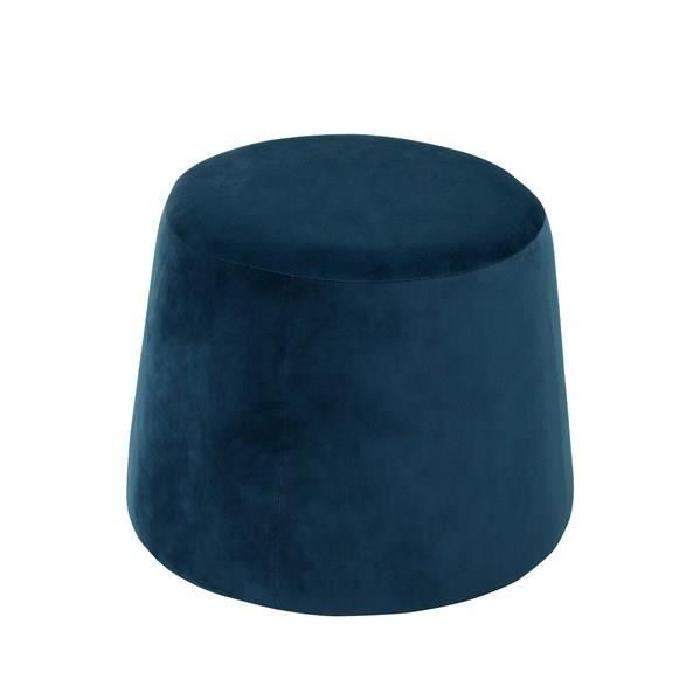 CLIFF Lot de 2 poufs en velours - GM 48x48x36cm et PM 37x37x31cm - Bleu