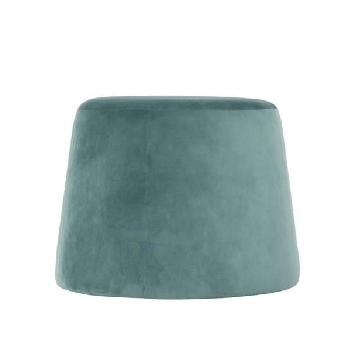 CLIFF Lot de 2 poufs en velours - GM 48x48x36cm et PM 37x37x31cm - Aqua vert