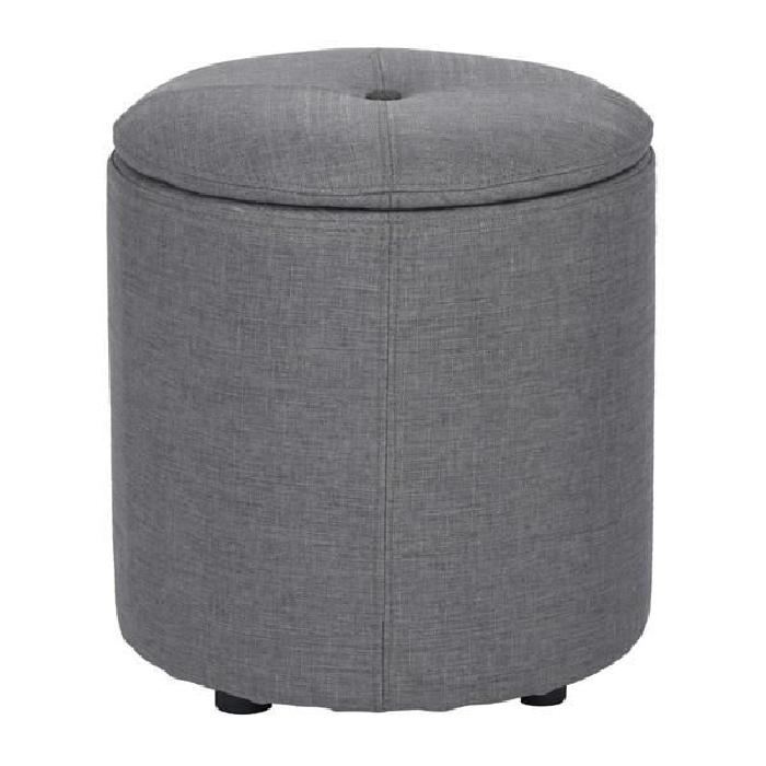 WHAKAMARU Pouf coffre a couvercle en tissu - 36x36x40 cm - Structure en MDF - Tissu Gris