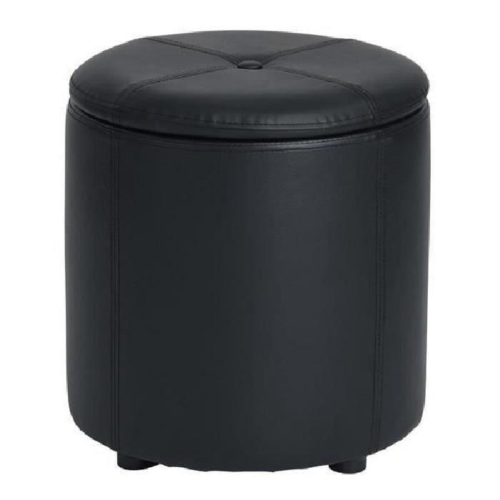 WHAKAMARU Pouf coffre a couvercle en PU - 36x36x40 cm - Noir