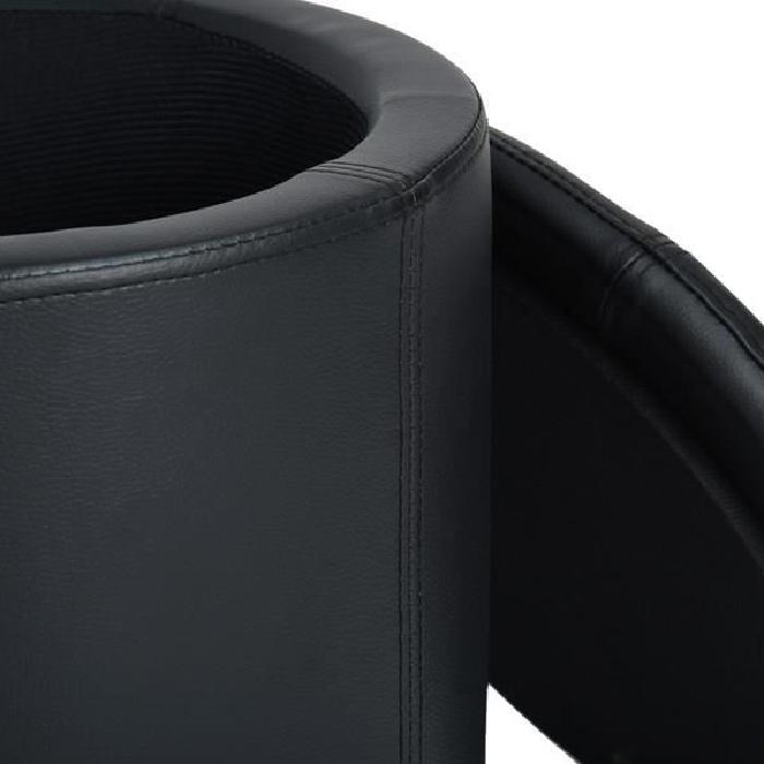 WHAKAMARU Pouf coffre a couvercle en PU - 36x36x40 cm - Noir