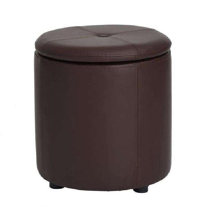 WHAKAMARU Pouf coffre a couvercle en PU - 38x38x38 cm - Marron