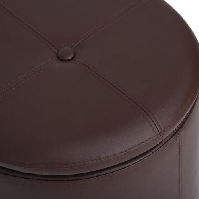 WHAKAMARU Pouf coffre a couvercle en PU - 38x38x38 cm - Marron