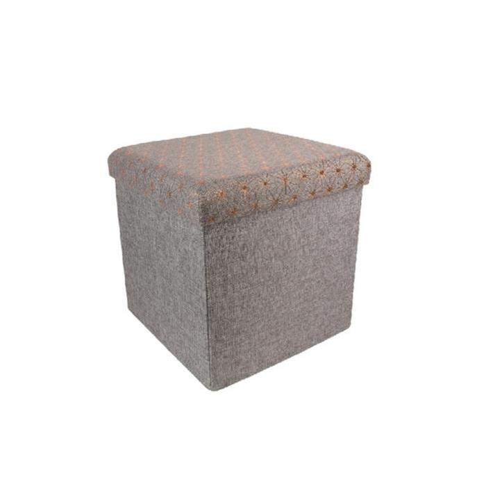 Pouf coffre de rangement pliable gris foncé