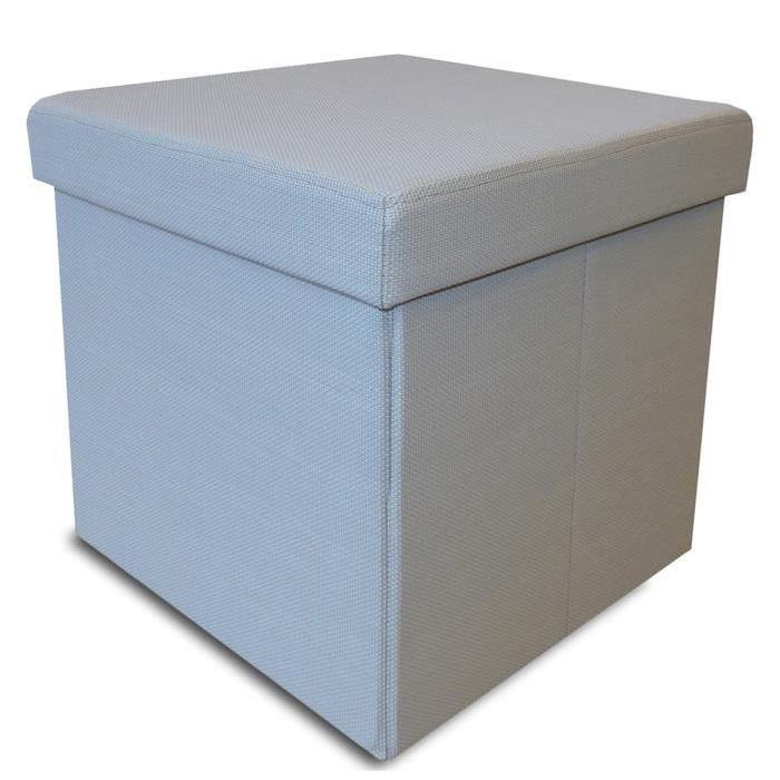 Pouf coffre de rangement pliable Santiago 35x35 cm gris imperméable