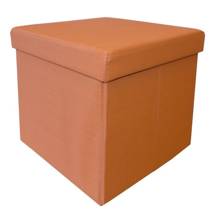 Pouf coffre de rangement pliable Santiago 35x35 cm orange imperméable