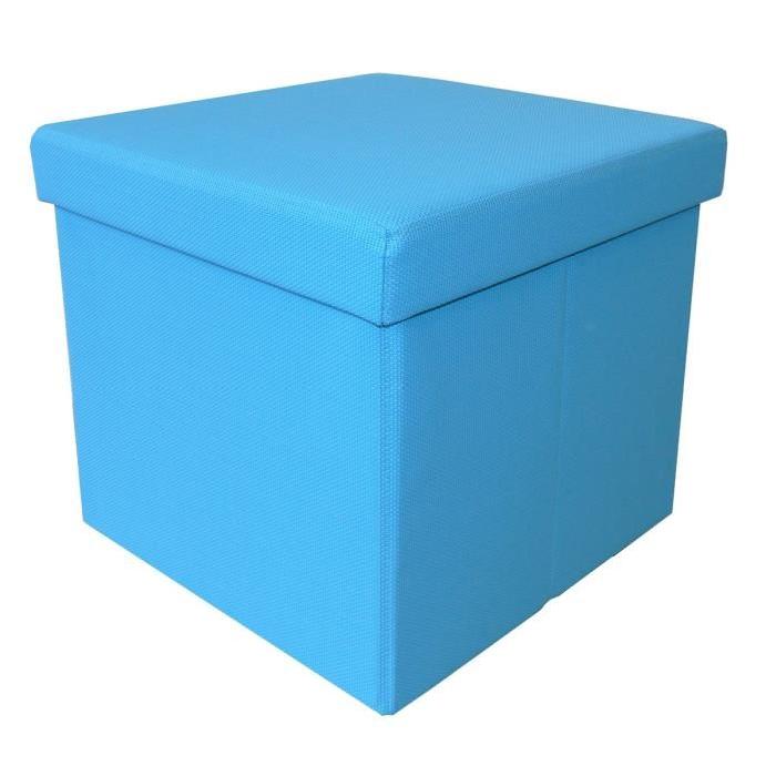 Pouf coffre de rangement pliable Santiago 35x35 cm turquoise imperméable