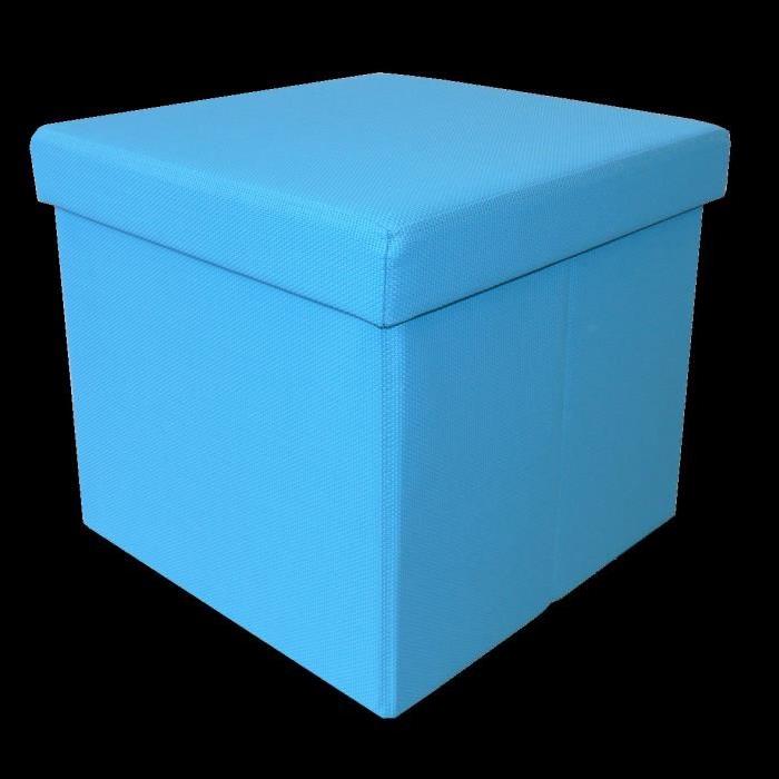 Pouf coffre de rangement pliable Santiago 35x35 cm turquoise imperméable