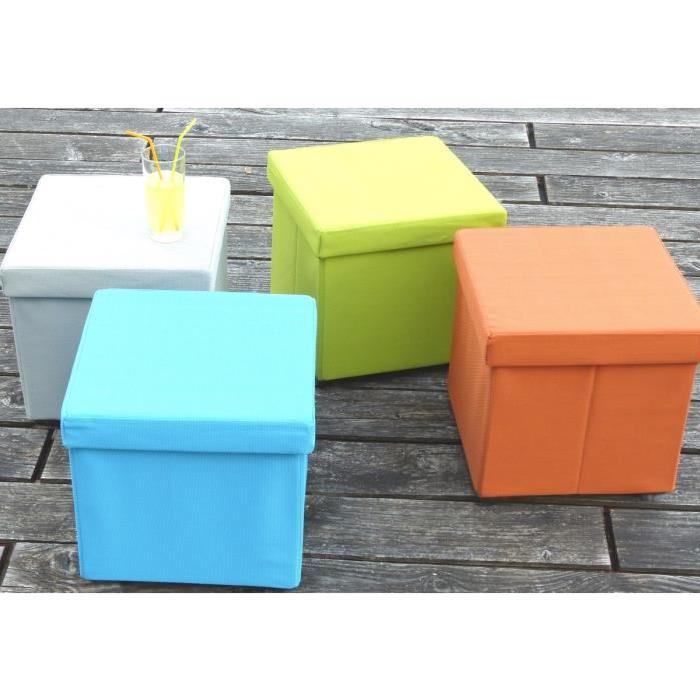 Pouf coffre de rangement pliable Santiago 35x35 cm turquoise imperméable