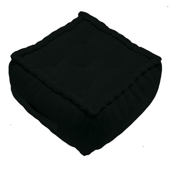 CAPRI  Pouf capitonné velours 100% coton 40x40x30 cm noir