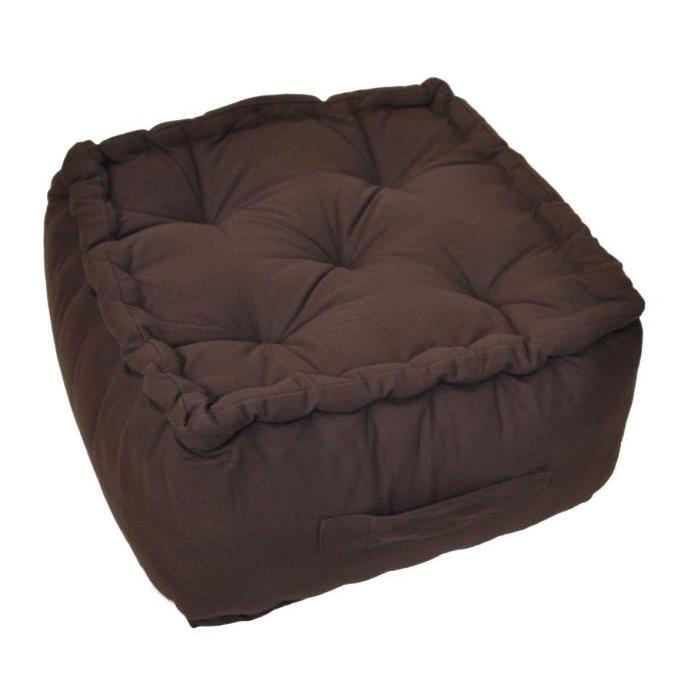 CAPRI Pouf capitonné Serge 100% coton 40x40x30 cm chocolat