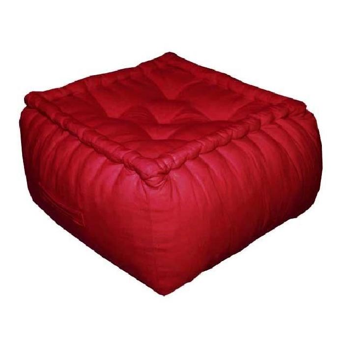 CAPRI Pouf capitonné 100% coton sergé 40x40x30 cm rouge