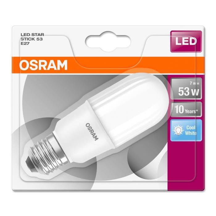 OSRAM Ampoule LED E27 stick dépolie 7 W équivalent a 56 W blanc froid