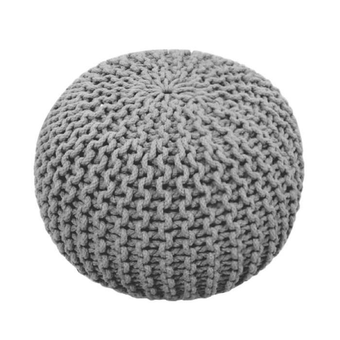 TODAY Pouf tricot Waby Sabi 100% coton 45xH30 cm gris givré