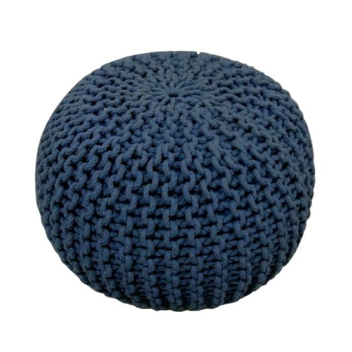 TODAY Pouf tricot Waby Sabi 100% coton 45xH30 cm bleu