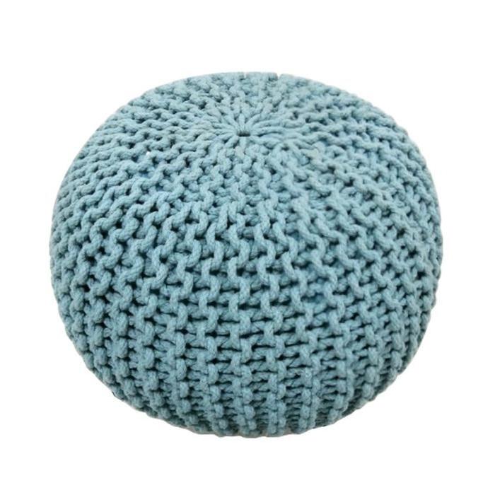 TODAY Pouf tricot Waby Sabi 100% coton 45xH30 cm bleu clair