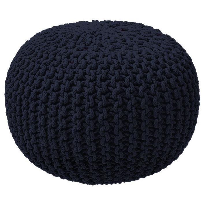 TODAY Pouf tricot Waby Sabi 100% coton 45xH30 cm bleu foncé