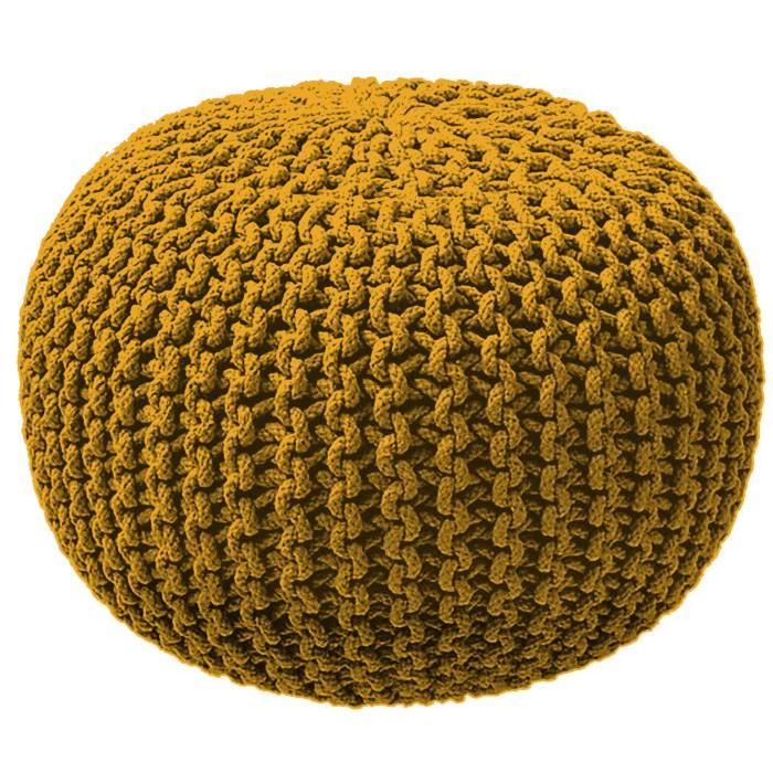 TODAY Pouf tricotWaby Sabi 100% coton 45xH30 cm safran