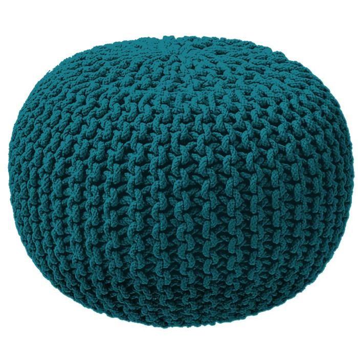 TODAY Pouf tricot Waby Sabi 100% coton 45xH30 cm curaçao