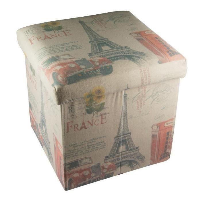 Pouf déco pliable Paris - 36 x 36 x 36 cm