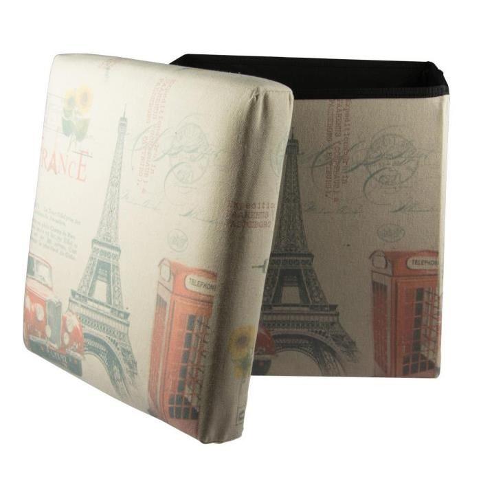 Pouf déco pliable Paris - 36 x 36 x 36 cm