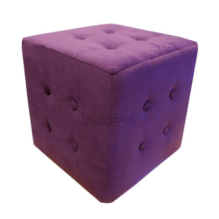 Pouf Chester Velours Aubergine 32x32x33 cm