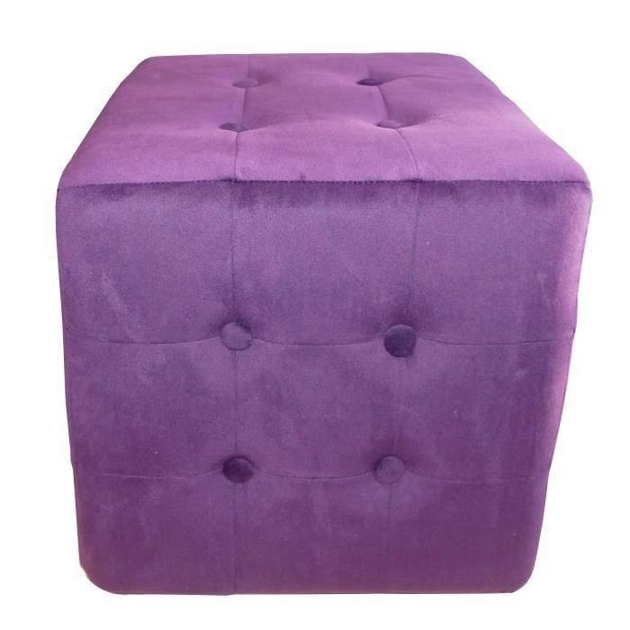 Pouf Chester Velours Aubergine 32x32x33 cm