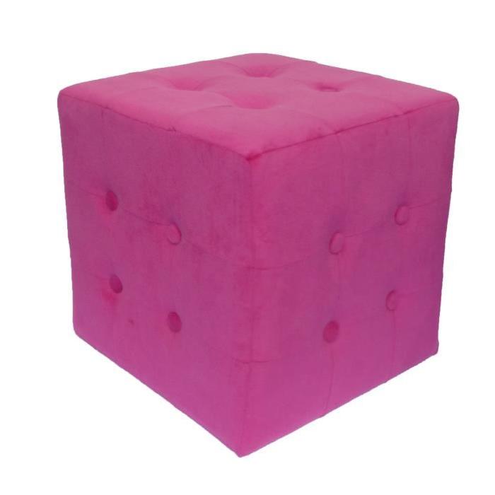 CHESTER Pouf Velours Fushia 32x32x33 cm