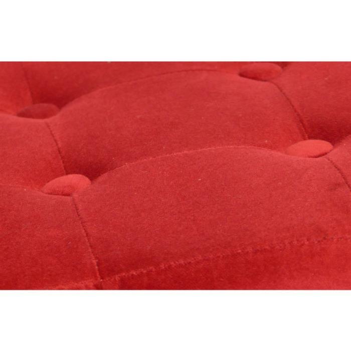 Pouf Chester Velours Rouge 32x32x33 cm