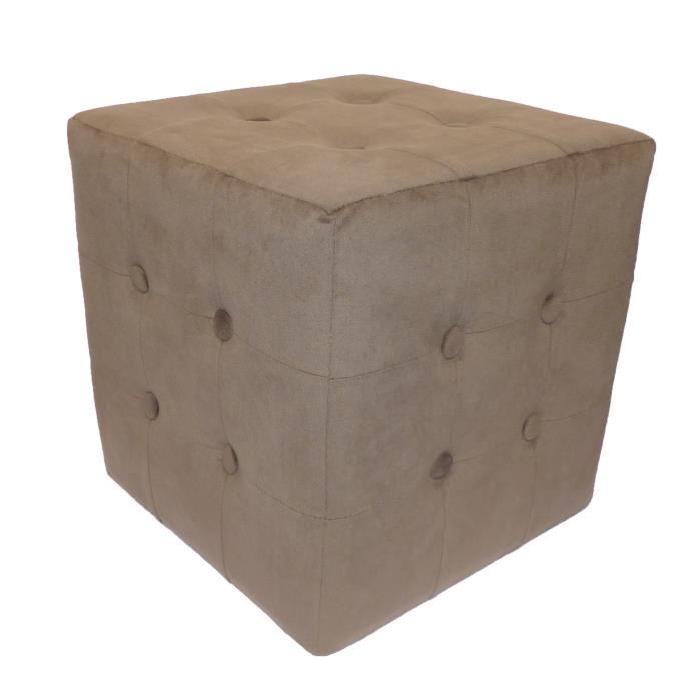 Pouf Chester Velours Taupe 32x32x33 cm