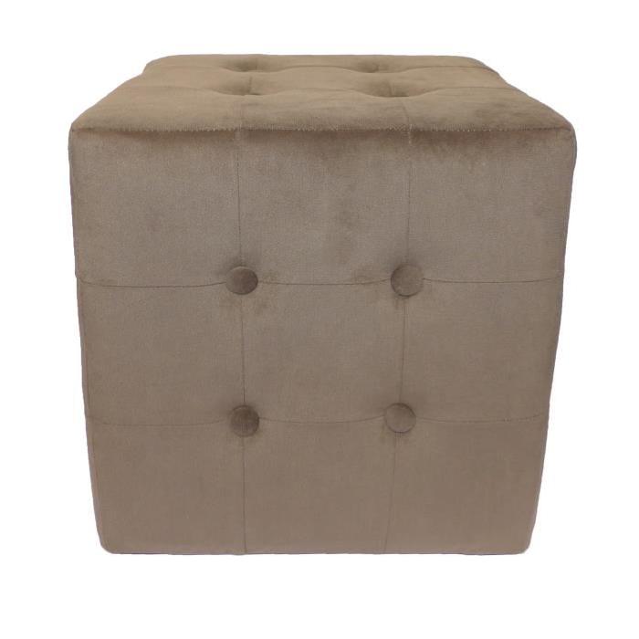 Pouf Chester Velours Taupe 32x32x33 cm