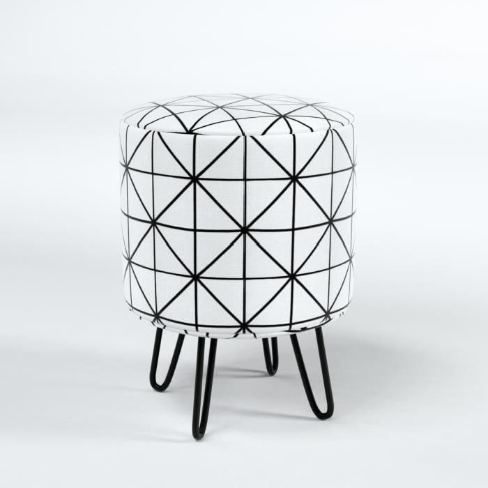 Pouf rond Graphic Ř30 H38 cm noir et blanc