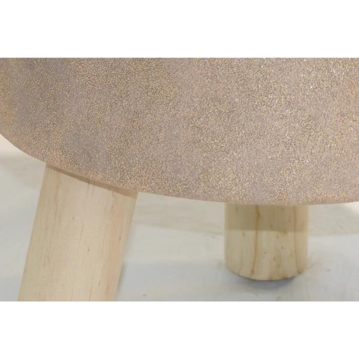 Pouf trépied bronze et pieds en pin Pearly Ř32 H34 cm