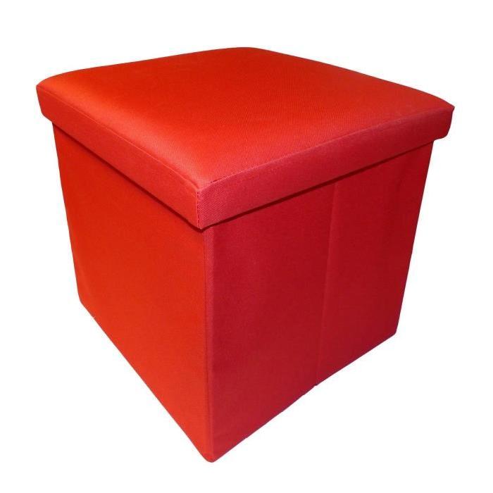 Pouf et rangement pliable rouge 38 cm