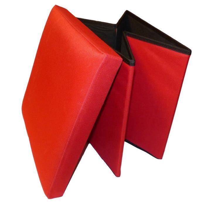 Pouf et rangement pliable rouge 38 cm