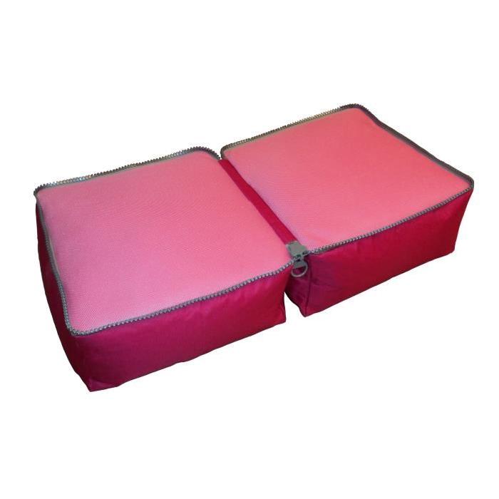 Pouf carré 2 en 1 45x45-90x25 cm fuchsia