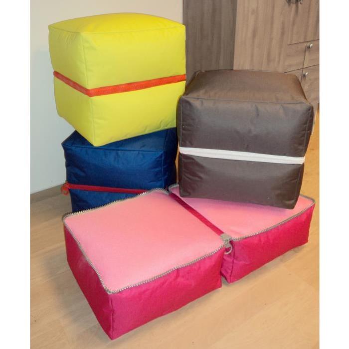 Pouf carré 2 en 1 45x45-90x25 cm fuchsia