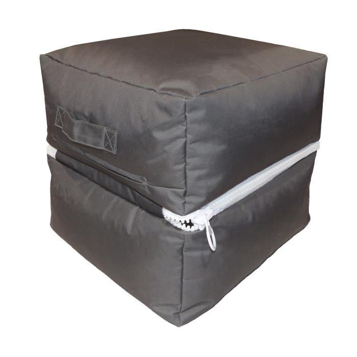 Pouf carré 2 en 1 45x45-90x25 cm gris