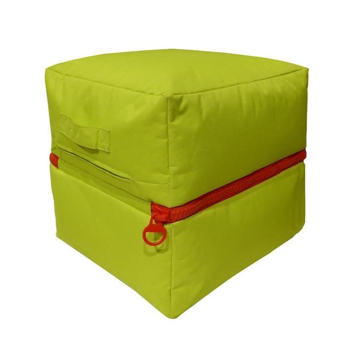 Pouf carré 2 en 1 45x45-90x25 cm vert anis